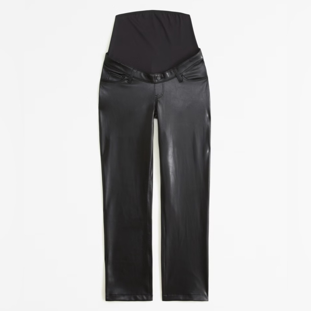 Abercrombie & Fitch Maternity Vegan Leather 90s Straight Pant 29 8 - Picture 1 of 7